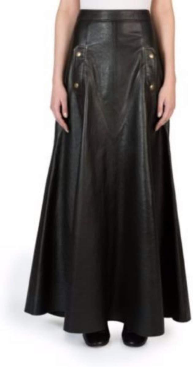 Koza Leathers Women's Leather Skirt Genuine Lambskin Real Leather Full Length Skirt KS012