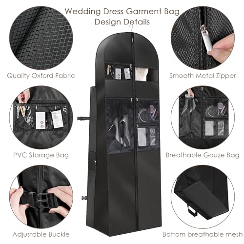 KEEGH 72 in Wedding Dress Garment Bag Luxury Plaid Long Gown Bags, Black by KEEGH - Used condition - Image 3