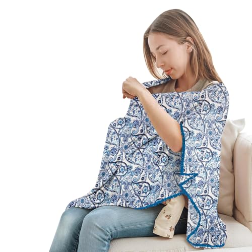 Image of Pepperika Rayon Nursing Cover for Breastfeeding Mother Multiuse Poncho Style Shawl Feeding Cover for Nursing Mom Scarf with Buttons Cotton Feeding Apron (Pack of 1) Multicolour /Turquoise