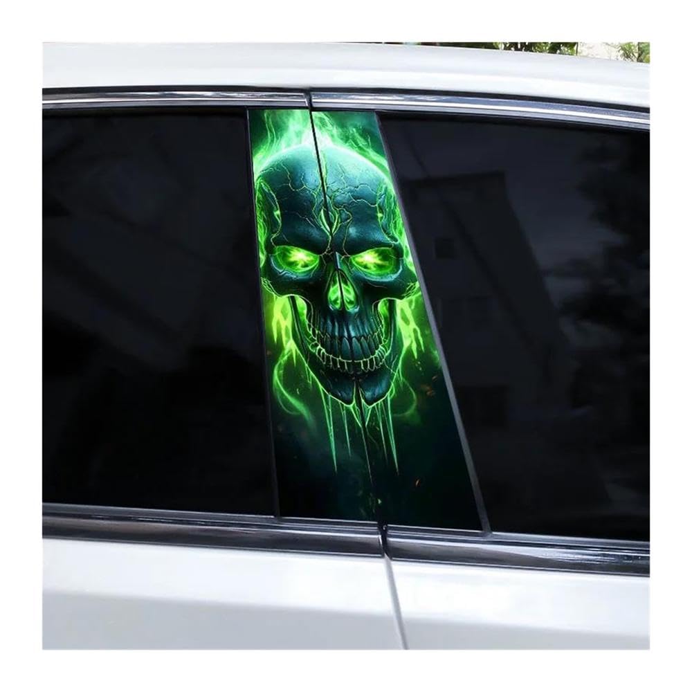 Decorative Items 2pcs Evil Skull Car Door Pillar Decoration Sticker DIY Cover Scratch Car Decal(F)