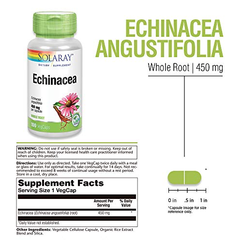 Solaray Echinacea Angustifolia Root 450 Mg | Healthy Immune & Respiratory Function Support | Lab Verified | 100 Vegcaps #TOP2