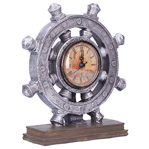 Estatuetas artesanais, enfeites retrô feitos à mão estatuetas de resina leme relógio mesa artesanato