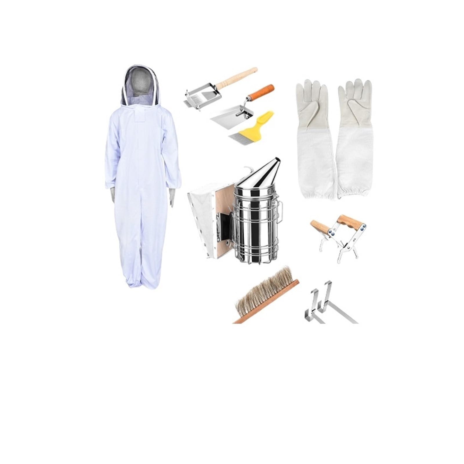 Kit completo de suministros apicultura, traje antipicaduras, abrazadera para colmena ahumadora para principiantes y profesionales