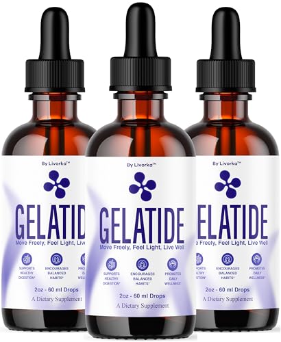 (3 Pack) Gelatide - Official Gelatide Drops Liquid Advanced Formula, Gela Tide Daily Support Supplement, GelatideDrops Daily Premium All Natural for Overall Health & Wellness, 3 Bottles for 3 Months