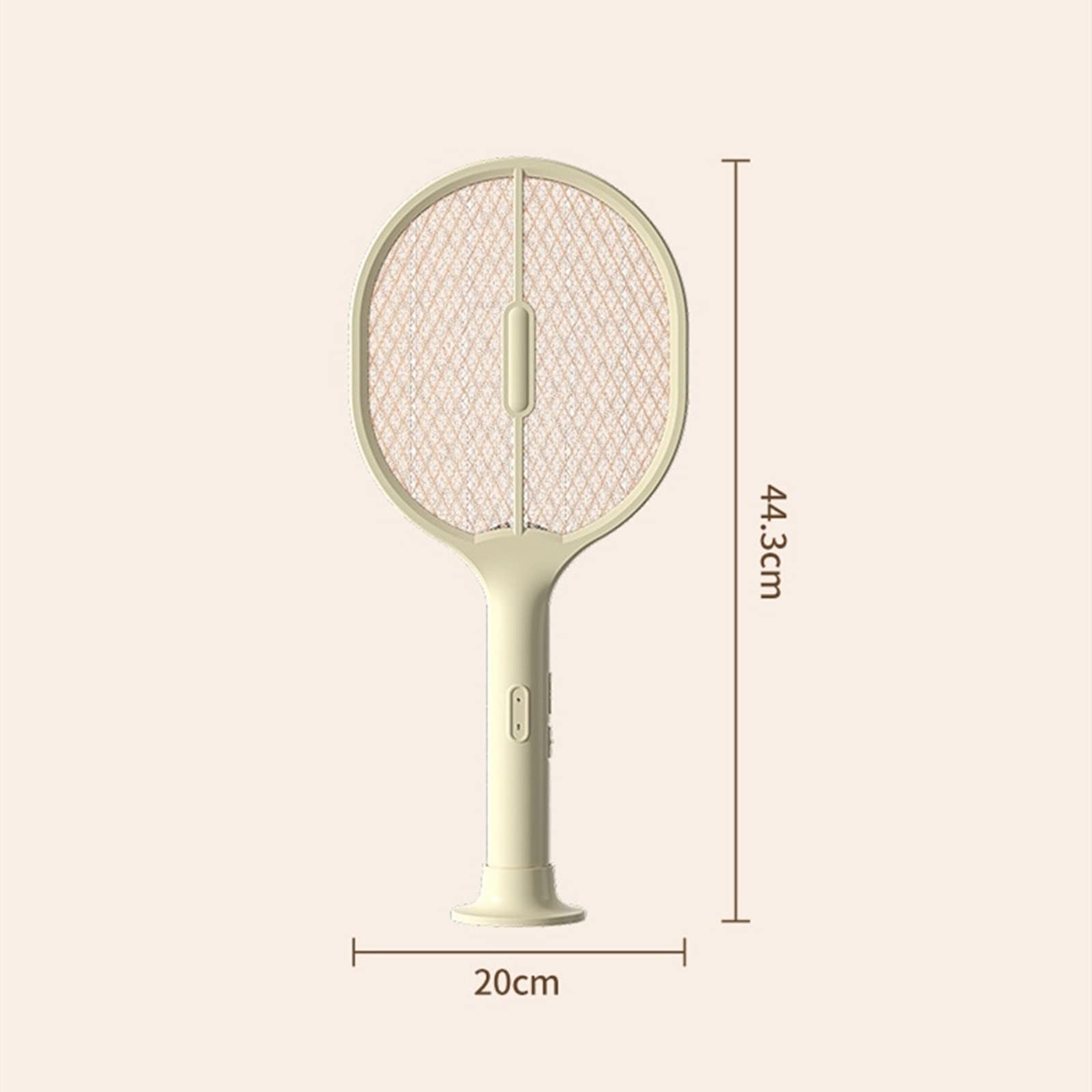 FAXIOAWA Tapette à Mouche électrique, tapette à moustiques électrique 3000 V, Tueur de Mouches – Rechargeable par USB – pour intérieur et extérieur – avec Base, Ivoire