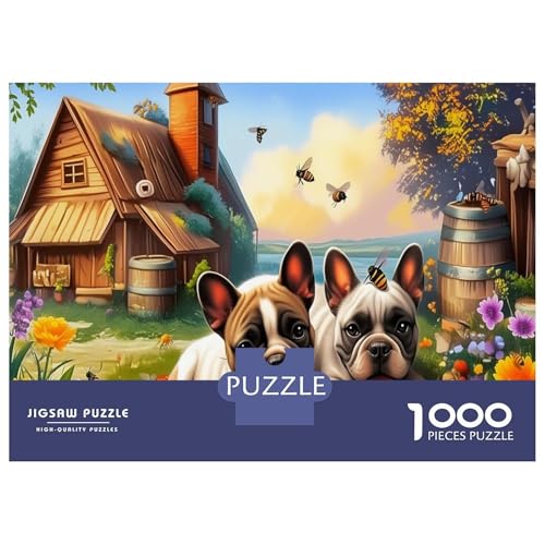 Rompecabezas de Boston terrier de 1000 piezas, el regalo ideal antiestrés de 70x50cm