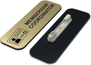Signs ByLITA Membership Coordinator 1 x 3" Name Tag/Badge, Brushed Gold, (3 Pack)