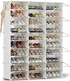 Construction robuste - Durable et robuste : fabriquée à partir de panneaux en plastique PP imperméable, cadre en métal renforcé et connecteurs ABS robustes. Cette étagère à chaussures blanche est stable et assure un rangement fiable. Une armoire à chaussures haute qui dure longtemps