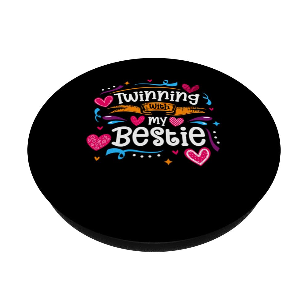 Twinning Bestie Twins Day Friends Matching PopSockets Swappable PopGrip, Black - Image 2