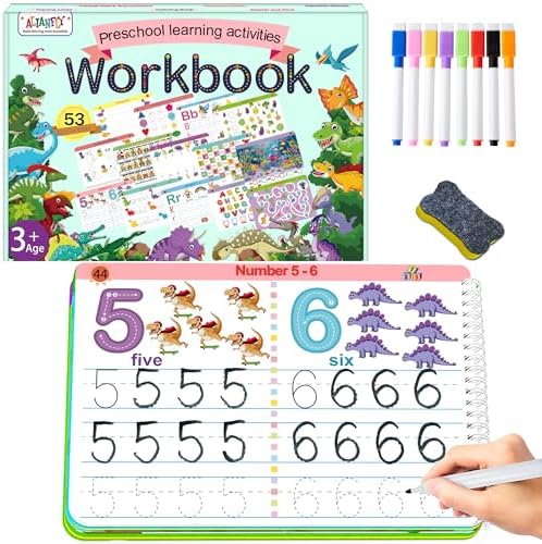 ALIANFLY Preschool Learning Activities Educational Workbook - Toddler Prek Montessori Handwriting Practice Activity Tracing Toys Busy Book for Kids, Autism Learning Materials and ABC Learning Book