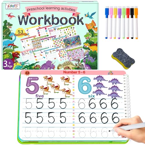 ALIANFLY Preschool Learning Activities Educational Workbook - Toddler Prek Montessori Handwriting Practice Activity Tracing Toys Busy Book for Kids, Autism Learning Materials and ABC Learning Book