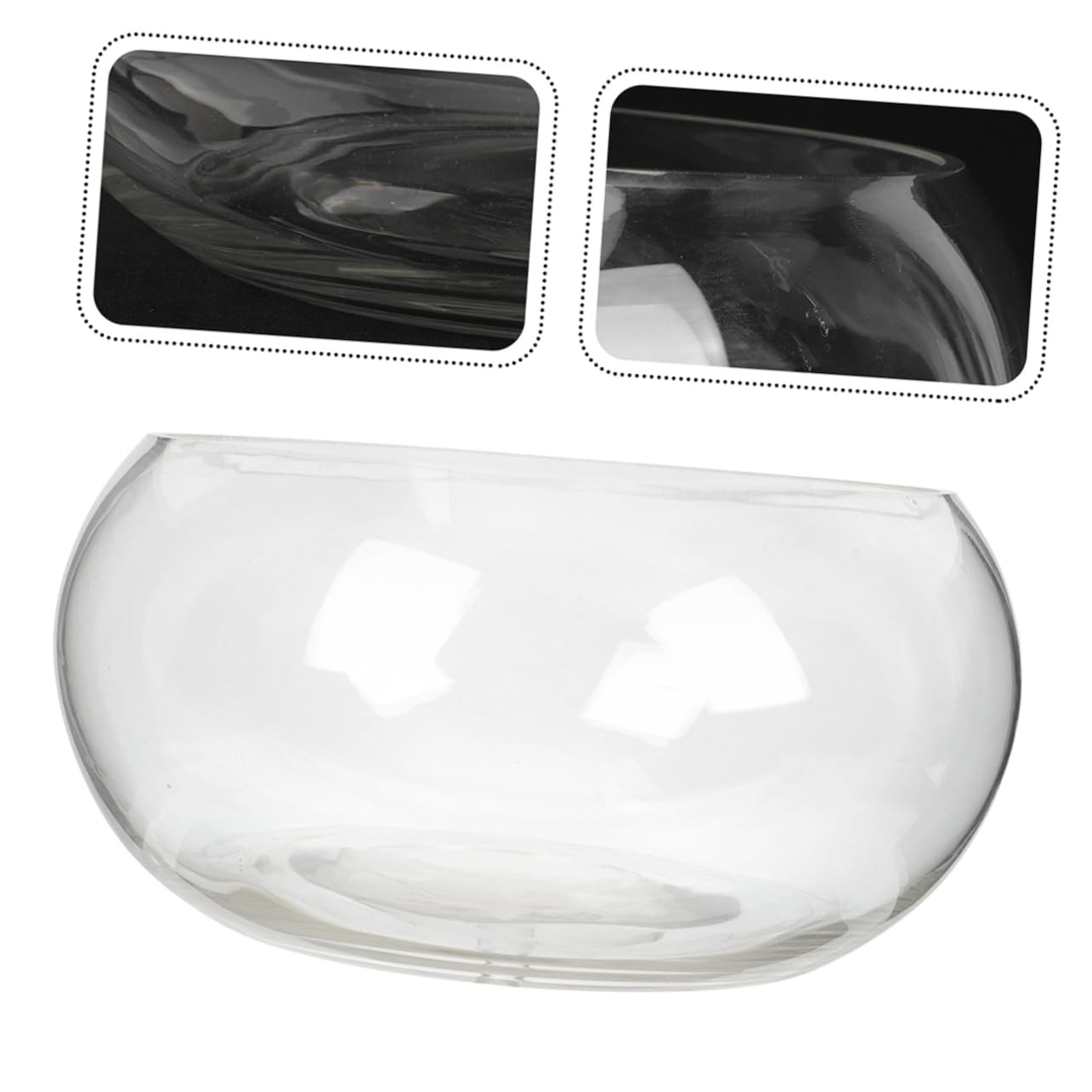 Happyyami Pecera De Vidrio Redonda Transparente para Escritorio Acuario Decorativo para Plantas y Peces Terrario para Oficinas y Hogares