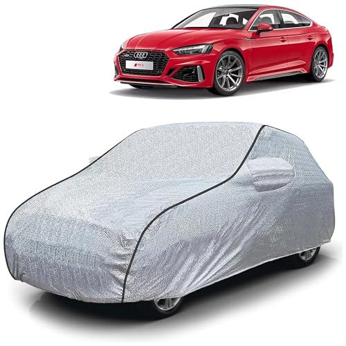 Image of Sulfar 100% Waterproof Car Body Cover Compatible with Mirror for Audi RS5 (Triple Stitched, Full Bottom Elastic, Magic Silver with Black Piping)