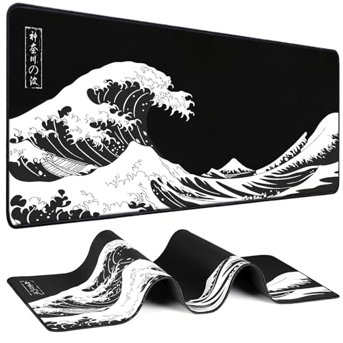 Mouse Pad Gaming - Desk Mat for Keyboard and Mouse - Kanagawa Large Mouse Pad for Desk, Japanese Sea...