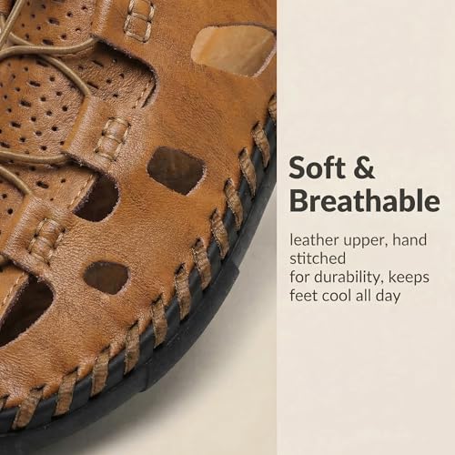 Image of Mens Casual Closed Toe Leather Sandals Outdoor Fisherman Adjustable Sport Summer Shoes