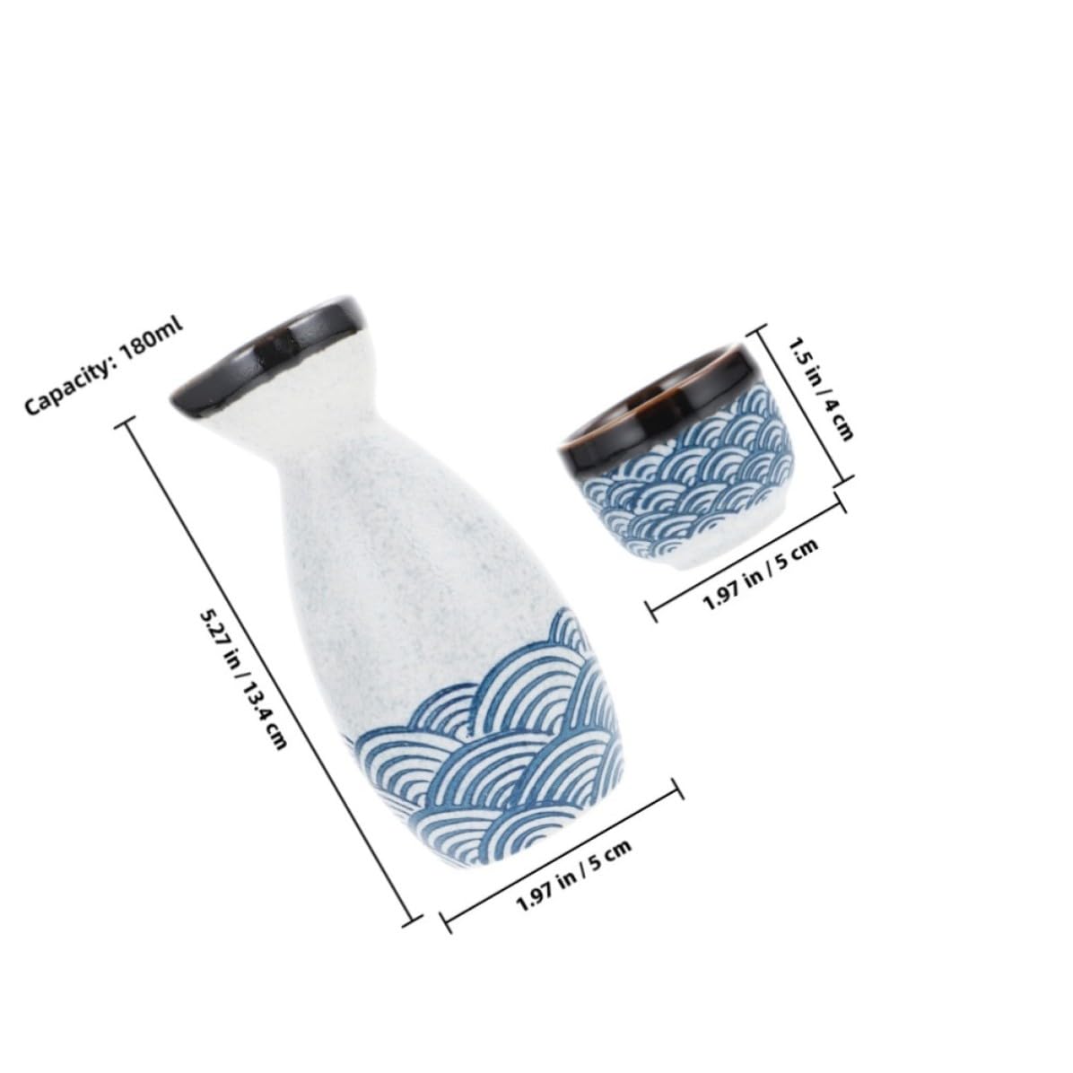 Abaodam Juego de Copas de Sake Estilo Japonés de Cerámica, 180ml y 20 Ml