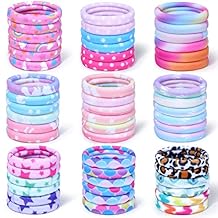 54Pcs Hair Ties for Girls and Women, Nylon Hair Elastics Hair Bands Ponytail Holders Soft Hair Ties No Damage for Girls Thick Straight Curly Hair Multi-colored