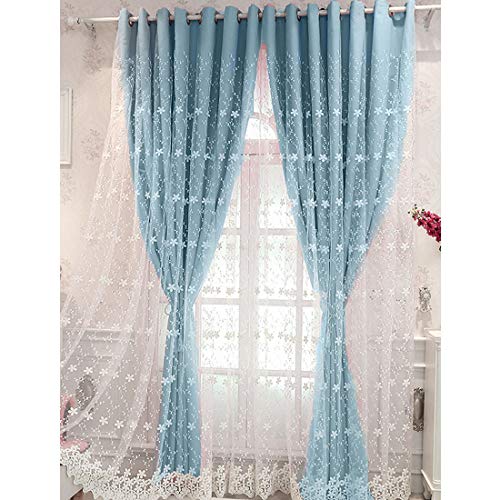 SearchI Visillo Cortina Azul Azul Opaca Paneles Termicos Aislantes Calor Frio para Dormitorio Habitacion Sala,Rayas Azul Bordadas, Diseño de cómoda y Liviana,1 Unidad,140x245cm