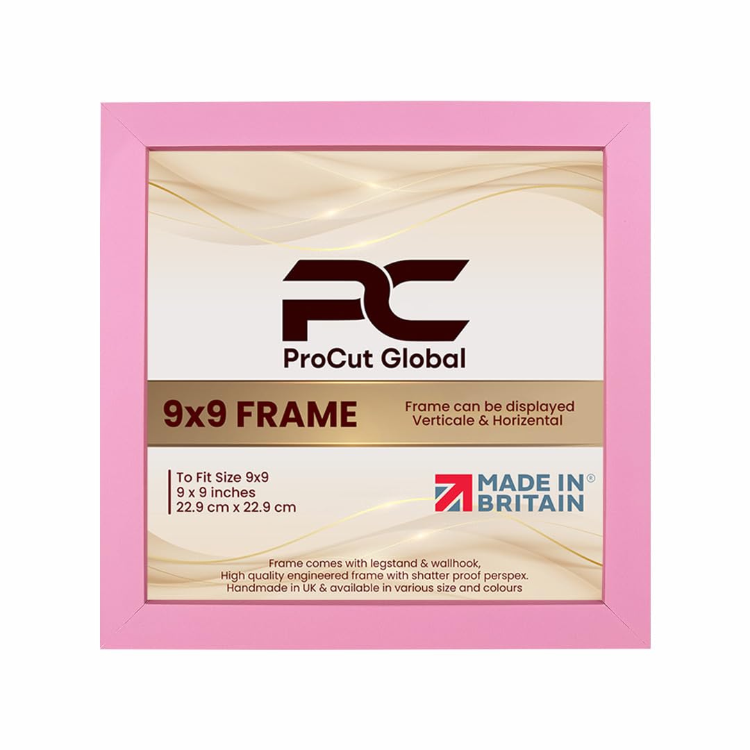 Procut Global 9X9 Pink Picture Frames – Sleek Wooden Photo Frame with Shatterproof Perspex for Wall or Tabletop – Perfect for Posters, Certificates, Prints–Multiple Sizes & Colors Available — image 1