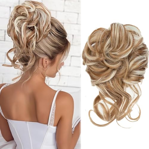 Extensions de cheveux avec bandeau haut pour femmes et filles (27H613# Blond fraise et blond décoloré)