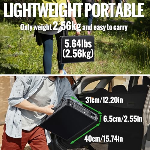 GARLLEN Klappbarer Campingtisch, 60x40cm mit 3 Höhenverstellbar(27/51/75cm), Stabiler Tragbar Klapptisch Picknicktisch Beistelltisch Grilltisch Gartentisch für Camping Strand Balkon Outdoor (Schwarz)