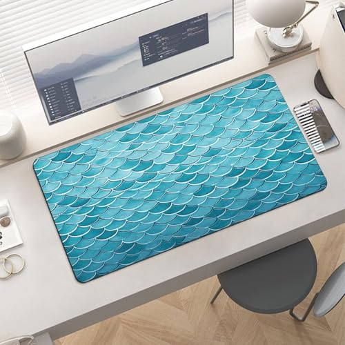 Blue Waves Squama Mermaid Scale Desk Pad de gran tamaño miniatura 6