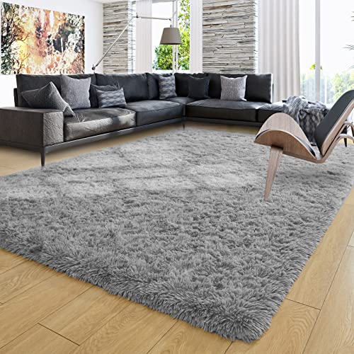 Ompaa 8x10 Fluffy Shag Gray Rug
