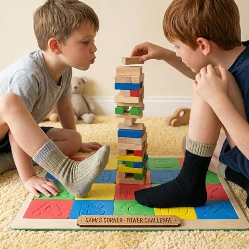 Image of Toddler Non Slip Cotton Crew Socks with Grips for Baby Boys Girls