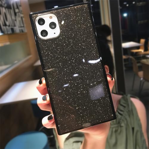 Coque de luxe paillettes fluorescentes pour iPhone 15 transparente noire