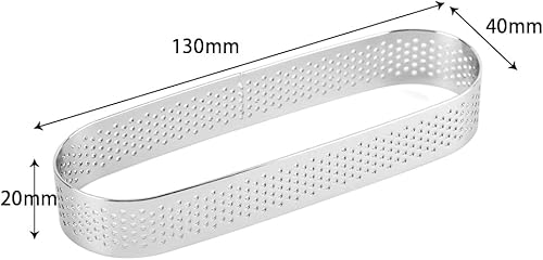 Miniatura 7 de Guowall Molde de anillo de tarta de acero inoxidable para hornear molde ovalado perforado para postres franceses, tartaleta de corteza de tarta de