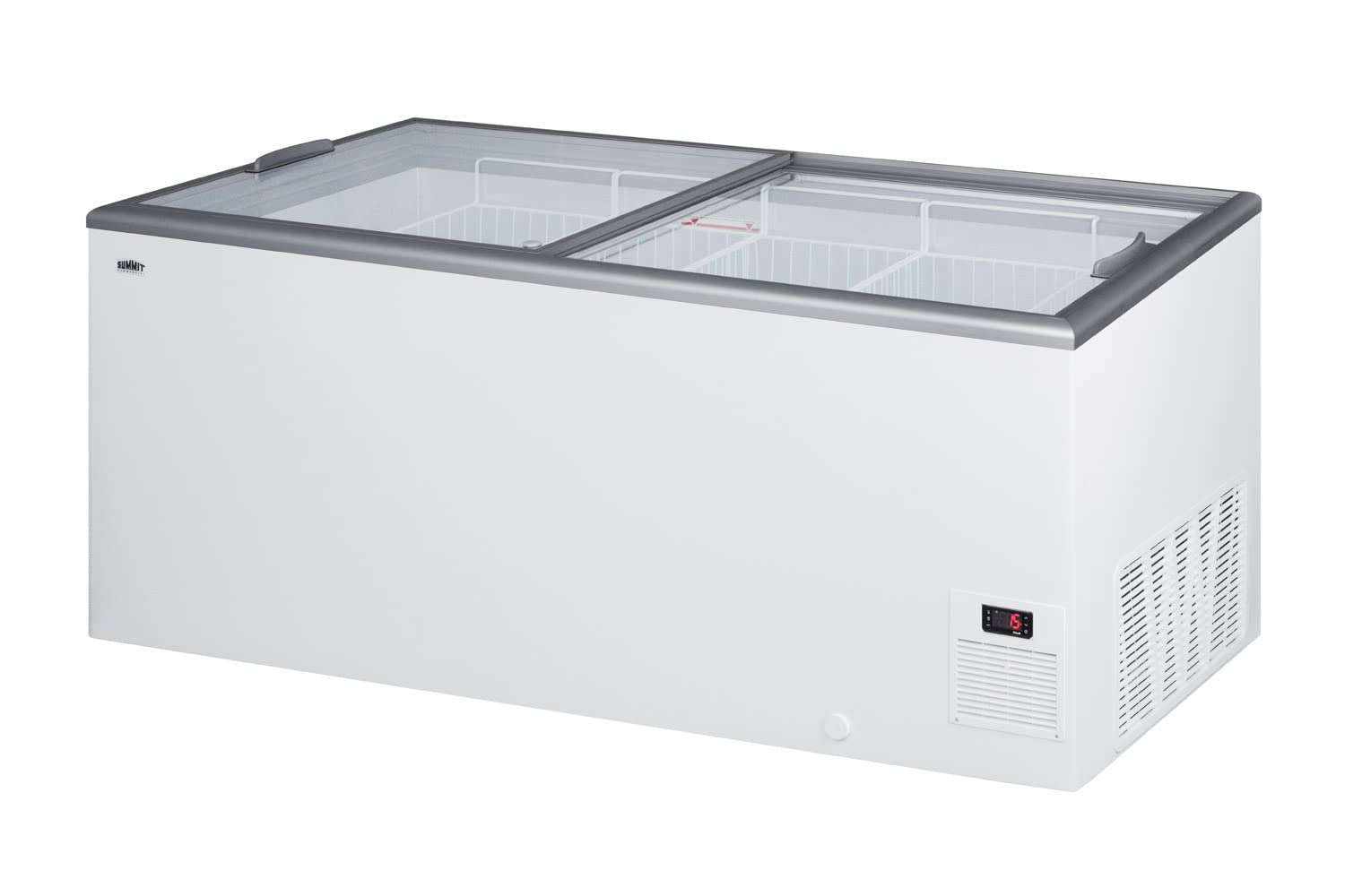 Summit Nova53 61"" Ice Cream Freezer With Hammered Aluminum Interior 16.6 Cu. Ft. Capacity Sliding Glass Lid And Defrost Drain In White on Fridge.com - View 5