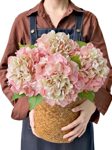 JINWOE Pink Hydrangeas 21 Inches