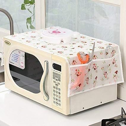 AMEEDARSHAN Microwave Oven Cover with 2 Pouch Dustproof Cloth Cover Microwave Oven Set ? 1 Pcs (Assorted Colour and Design)
