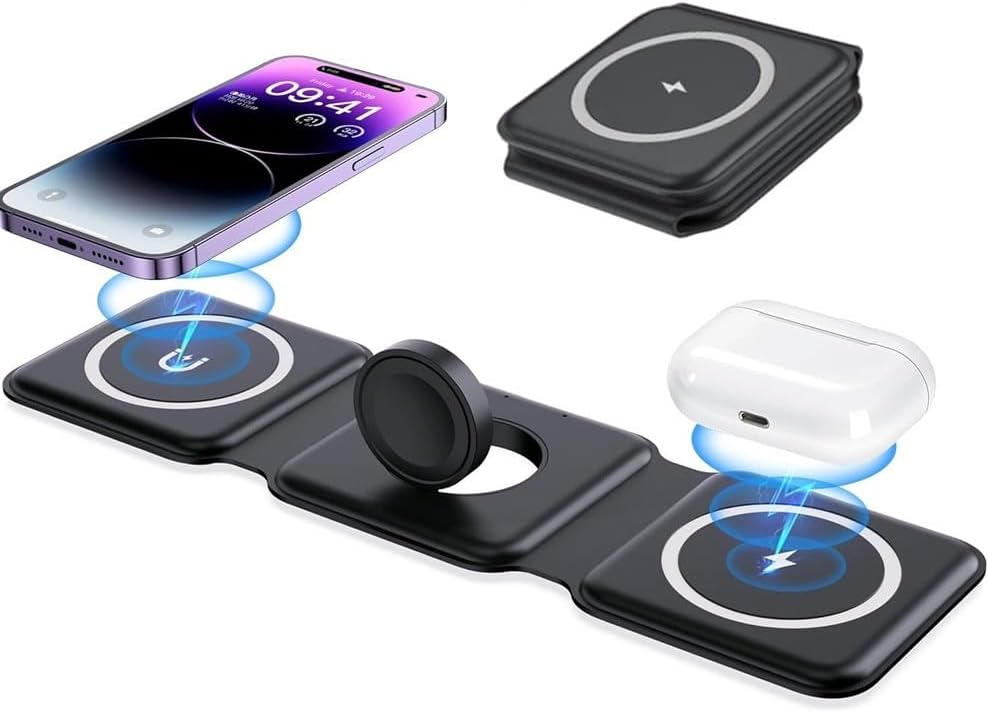 100W 3 in 1 foldable Wireless Charger Pad Stand for Phone 15 14 13 12Pro Max iWatch Fast Wireless Charging Dock Station image 3