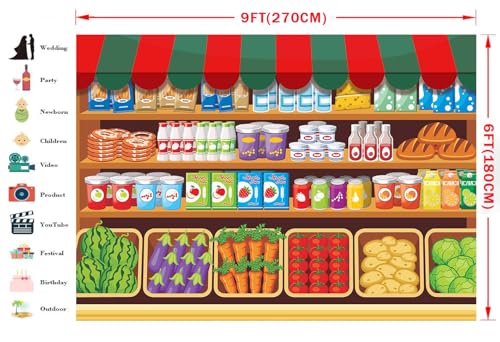 Fondo fotográfico supermercado frutas 9x6ft miniatura 7