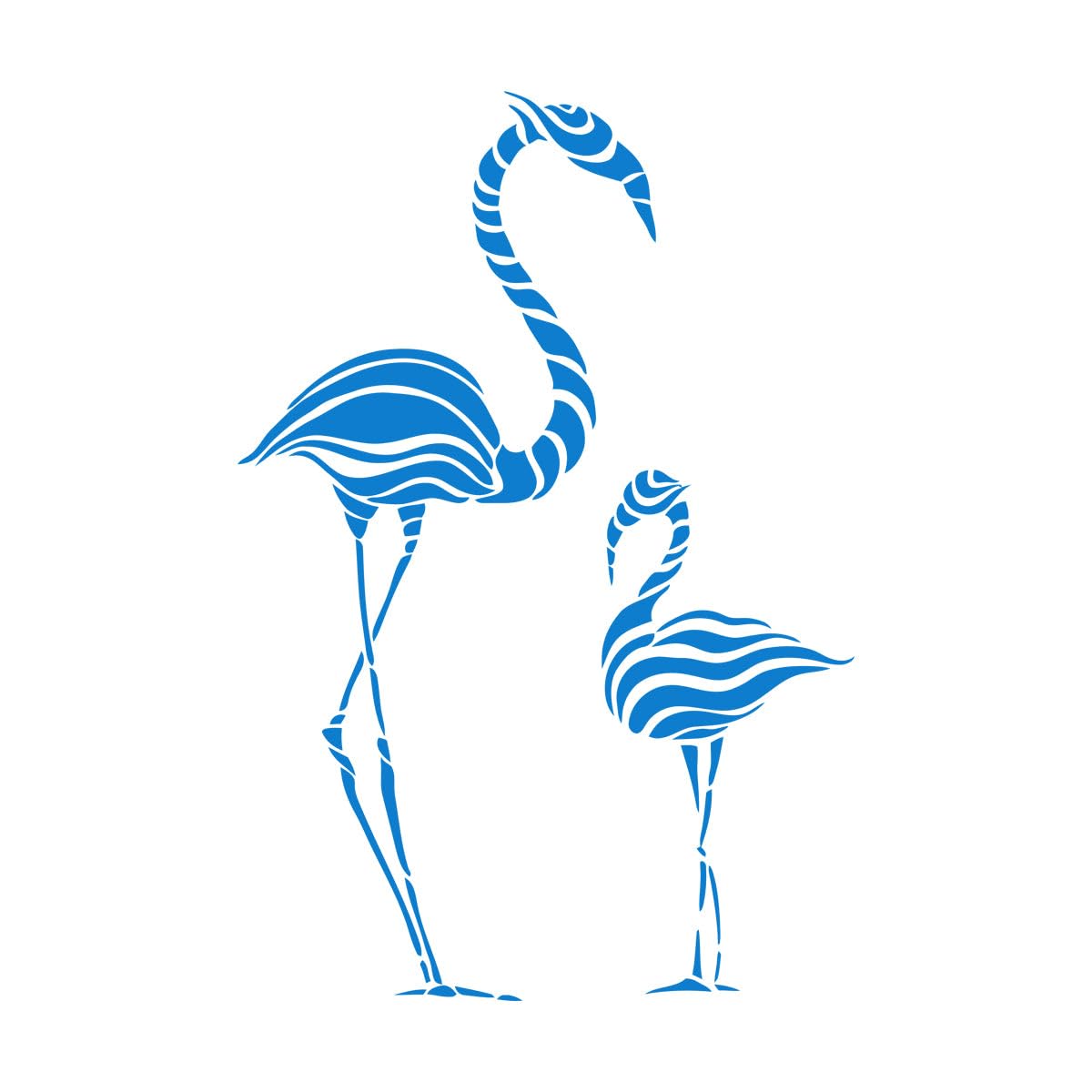 Engraving Decals Abstract Exotic Birds Flamingo Waves 81x117.9cm Multiple Size Options Extra Large Blue — image 1