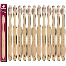 Biodegradable and Eco-Friendly Bamboo Toothbrush 12-Pack - BPA Free Soft Bristle - Dentist-Approved and All-Natural with "Hello Gorgeous" Etched on Handles by Plus Ultra