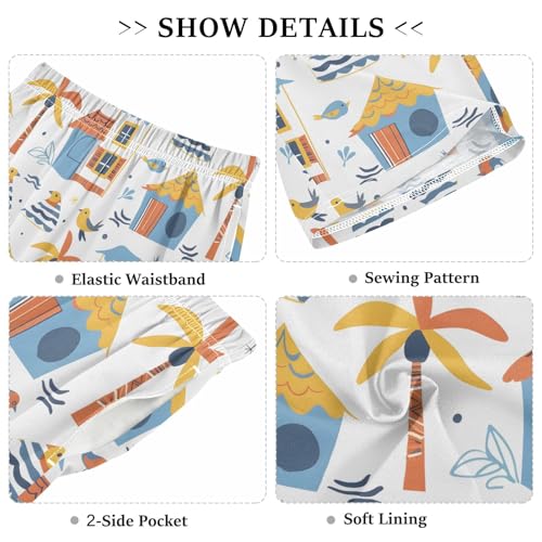 Cartoon Beach House Short Pajama Pants Bottoms Soft Sleepwear with Pockets3
