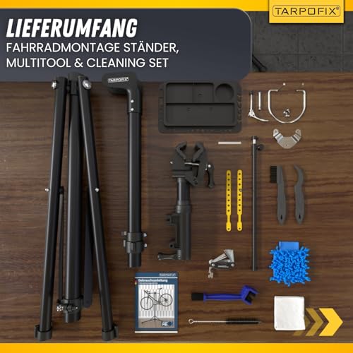 Tarpofix® Fahrrad Montageständer bis 50kg für E-Bike | Montageständer für Fahrräder | Profi Fahrrad Reparaturständer | Schwerlast Fahrradhalter Ebike | Fahrradständer Reparatur & Wartung | Bike Stand