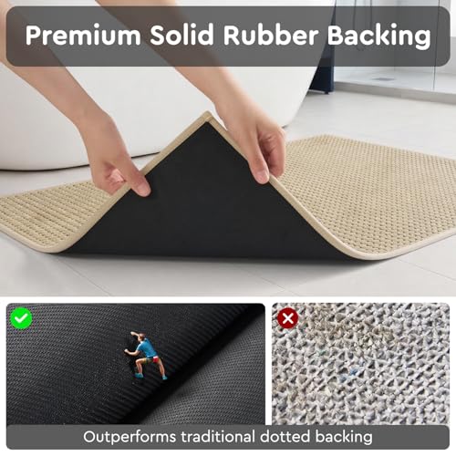 tchdio Bathroom Rugs, Absorbent Quick Dry Thin Bath Mat, Non Slip Washable Bath Rugs with Solid Rubber Backing, Low Profile Bath Mats for Bathroom, Beige, 20" x 32" — view 4
