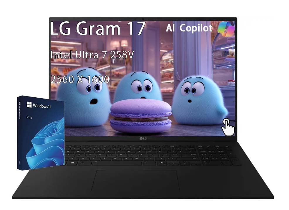 gram 17 Laptop Lightweight Business, AI Copilot, Windows 11 Pro, WQXGA 2560 x 1600 Touchscreen, Intel Ultra 7 258V (Series 2 up to 4.8GHz), 32GB RAM, 1TB SSD, Intel Arc, with 5ave 5in1 Kit