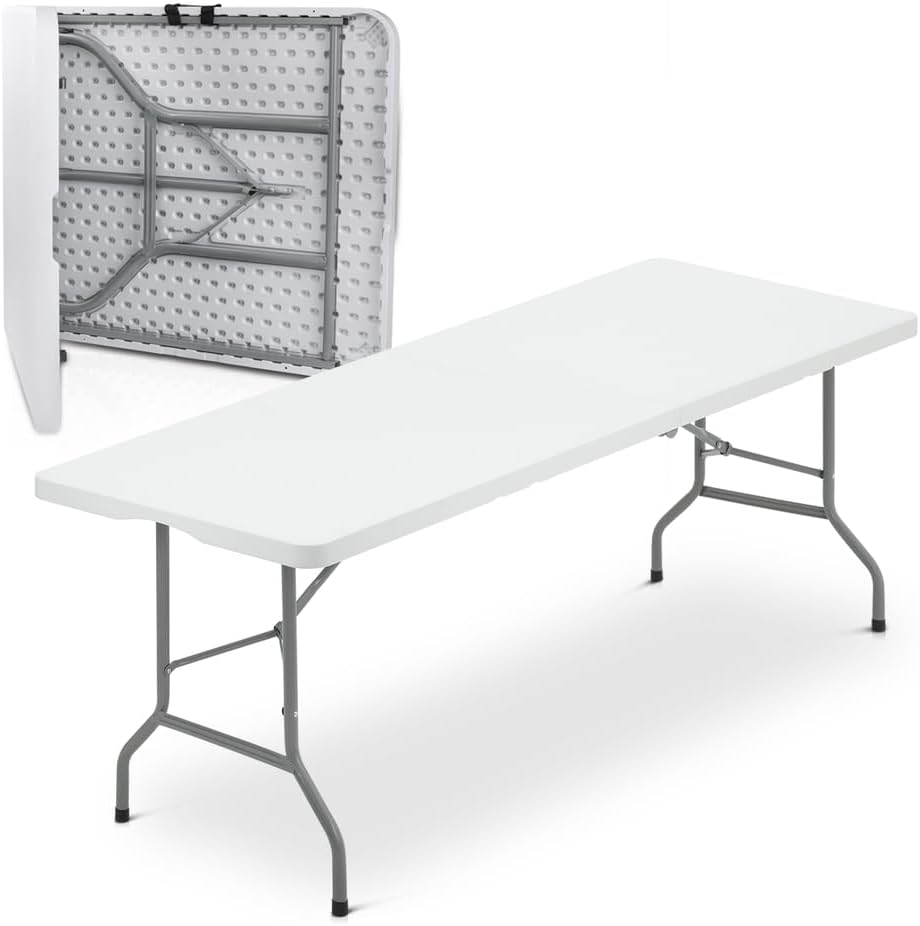 Heavy Duty Utility 8ft Folding Plastic Dining Table w/Handle Outdoor Picnic Desk