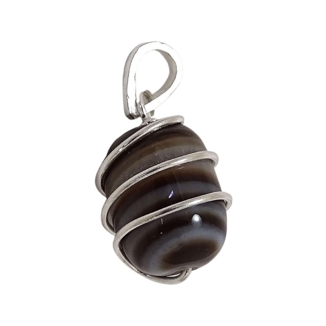 sahiba gems Natural Black Sulemani Hakik (Agate) Gemstone in Pure Silver Pendant (Locket)-picture-34