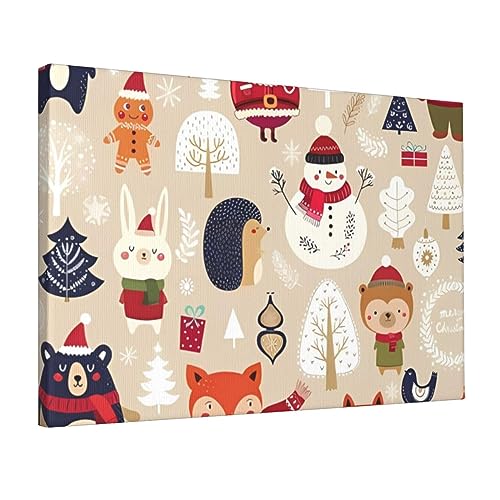 Toile murale animaux mignons sans cadre déco chambre enfant