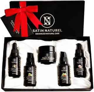 Gifts for Women - Body Skin Care Gift Set 5x30ml Argan, Jojoba, Almond, Castor Oil, Shea Butter - Face Body Hair Nails - Birthday Gifts for Her - Womens Gift Sets - Organic Skincare - Satin Naturel