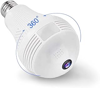 Smartbulb360 Security Camera, 2K 3MP 360 Degree Panoramic Indoor/Outdoor Wireless IP WiFi Camera for Baby/Pet/Nanny/Elder/Home, Color Night Vision, Motion Detection, Two Way Talk, E27 Light Socket