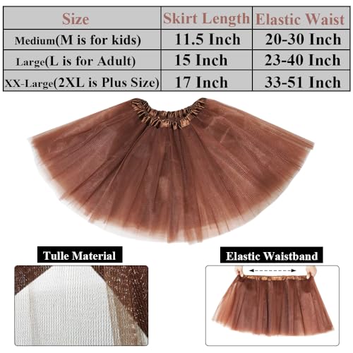 Women's 5-Layer Tulle Tutu Skirt, Adult Dance Ballet Tulle Dress,Teens Halloween Cosplay Running Tutu
