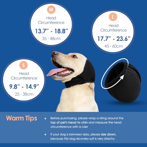Image of Dog Calming Hoodie Dog Ear Wrap Noise Protection Ear Muffs for Dogs | Water Resistant Ear Cover Anxiety Relief, for Firework, Grooming, Thunderstorms, Swimming, Bathing, Black S