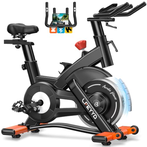 Image of Exercise Bike for Home, Quiet Adjustable Magnetic Stationary Bike for Home Cardio with App Compatible, Spin Bike with 400 lbs Capacity, Spinning Bike with Heart Rate Monitor