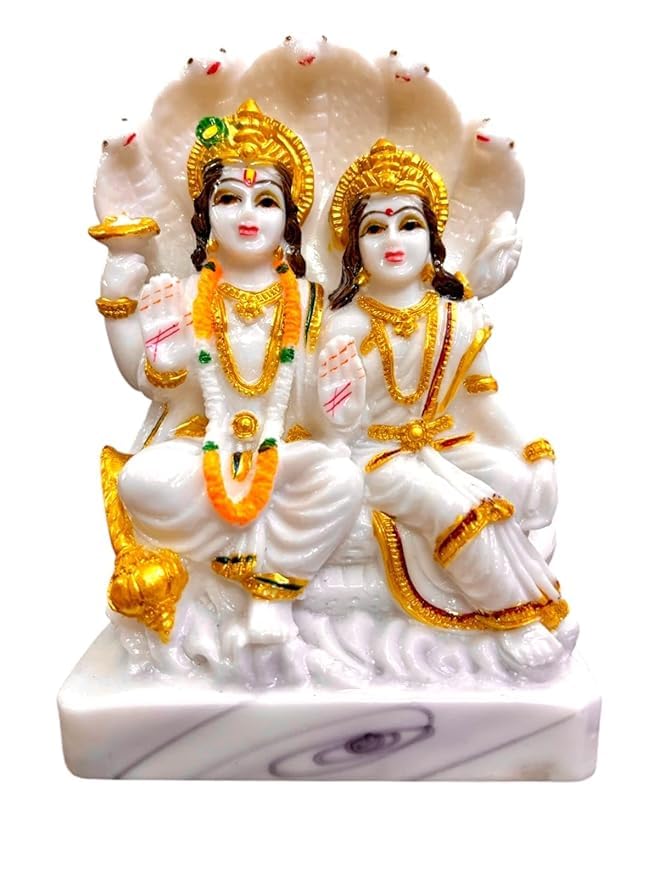 Image of Exquisite Laxmi Narayan Marble Murti - Handcrafted Spiritual Idol for Home Temple, Vastu, and Divine Blessings.